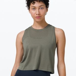 Swiftly Breathe Crop Tank- Grey. Sage